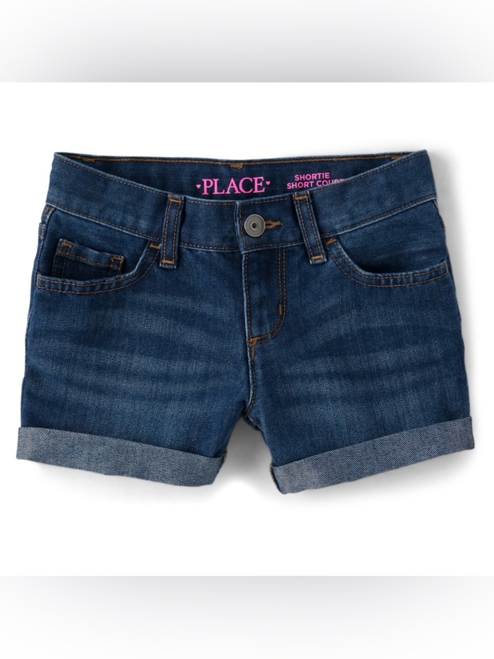 The Children's Place Dark Blue Denim Roll-Cuff Jean Shorts